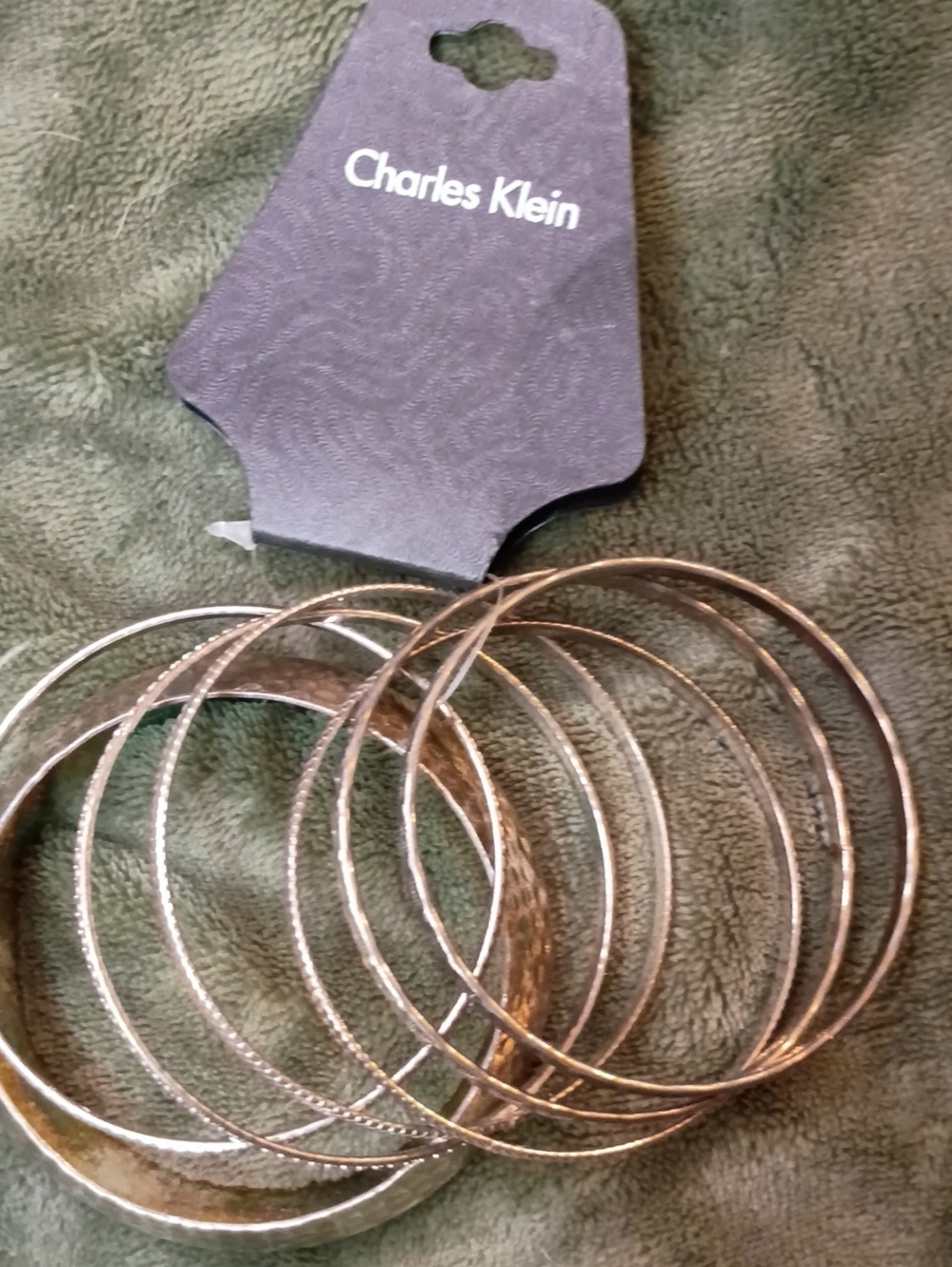 Charles Klein Rose Gold Bangle Bracelet Set - Stacked Hoop Bangles